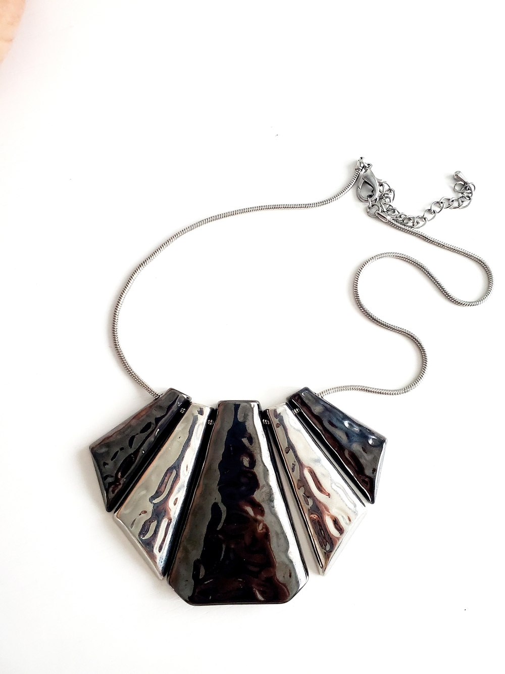 Sterling-Tone Statement Geometric Necklace - Silver